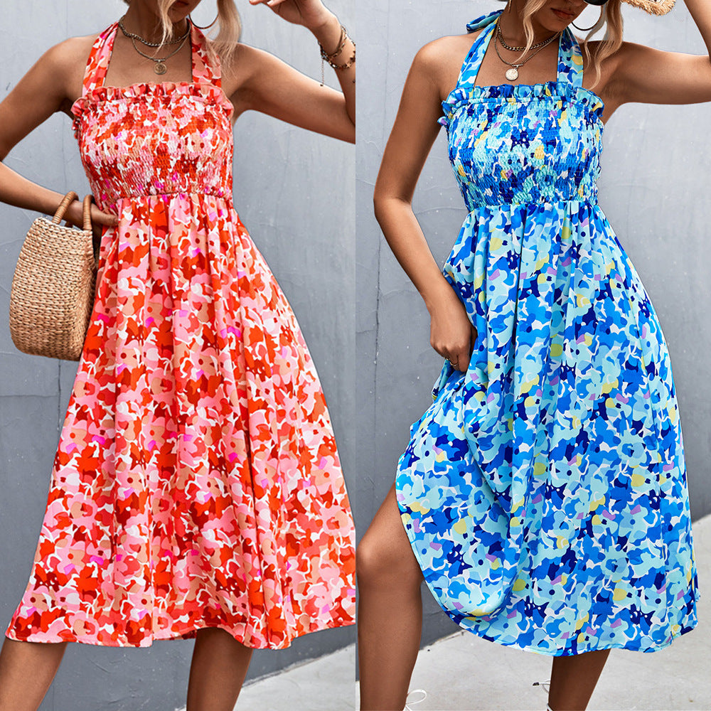Damen Sommerkleid mit schulterfreier Passform und floralem Design R&B