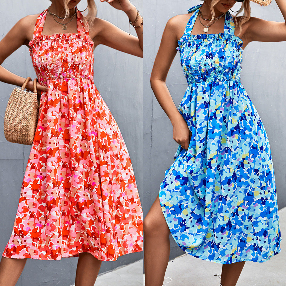 Damen Sommerkleid mit schulterfreier Passform und floralem Design R&B