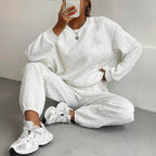 Damen gemütlicher Strick-Loungewear-Set mit Struktur