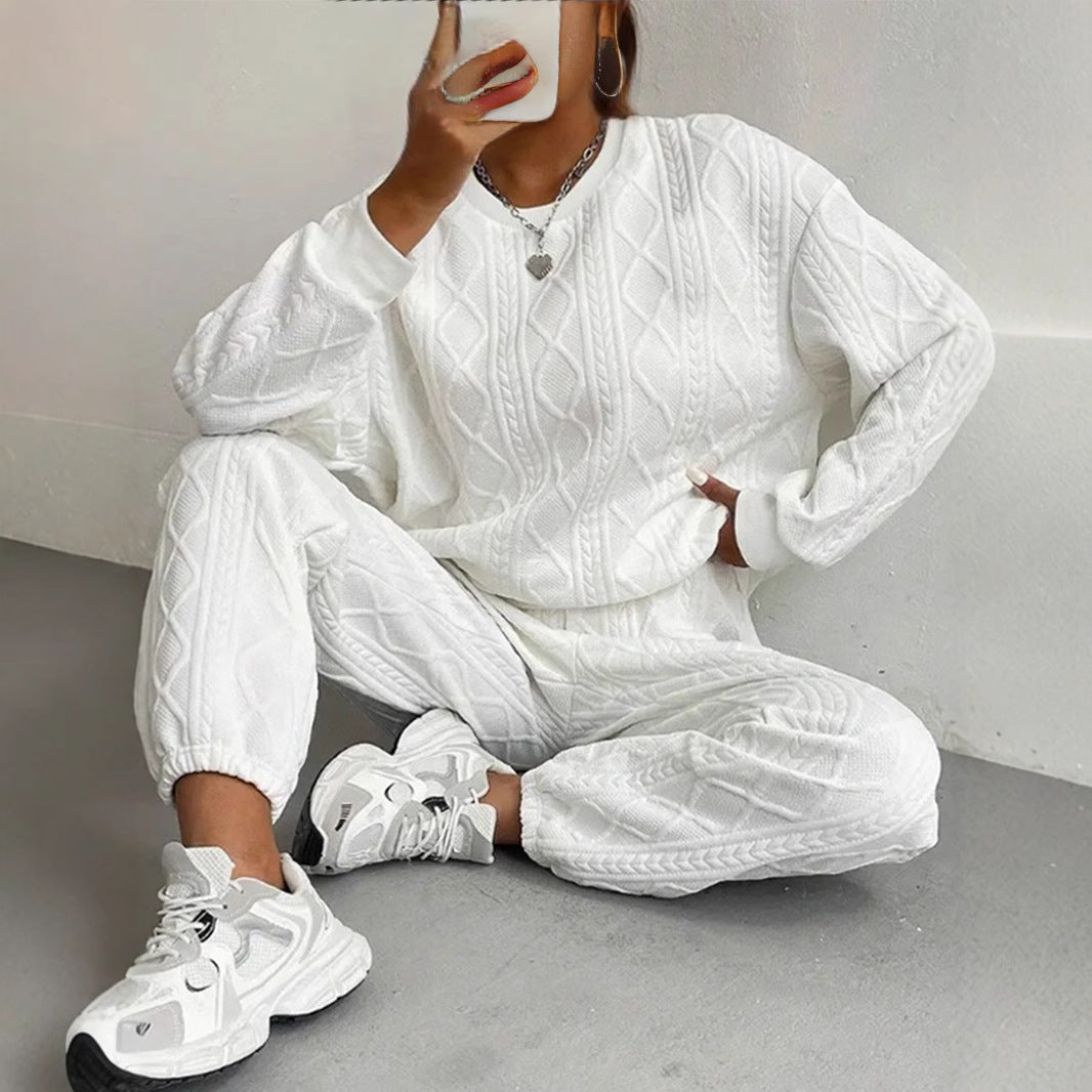 Damen gemütlicher Strick-Loungewear-Set mit Struktur