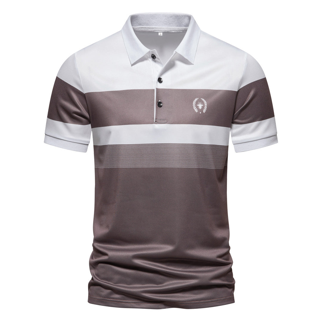 Herren Poloshirt mit modernem Streifenmuster und atmungsaktiven Eigenschaften R&B