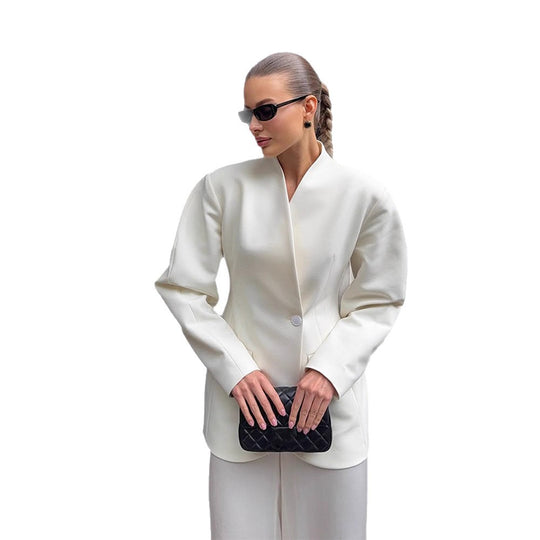 Damen Blazer-Kleid mit tiefem V-Ausschnitt und praktischen Taschen R&B