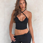 Damen Crop-Top mit raffiniertem Halsband R&B
