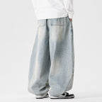 Herren nan extraweite Baggy-Jeans mit tiefem Schritt, relaxed Low-Crotch Schnitt und weitem Saum R&B
