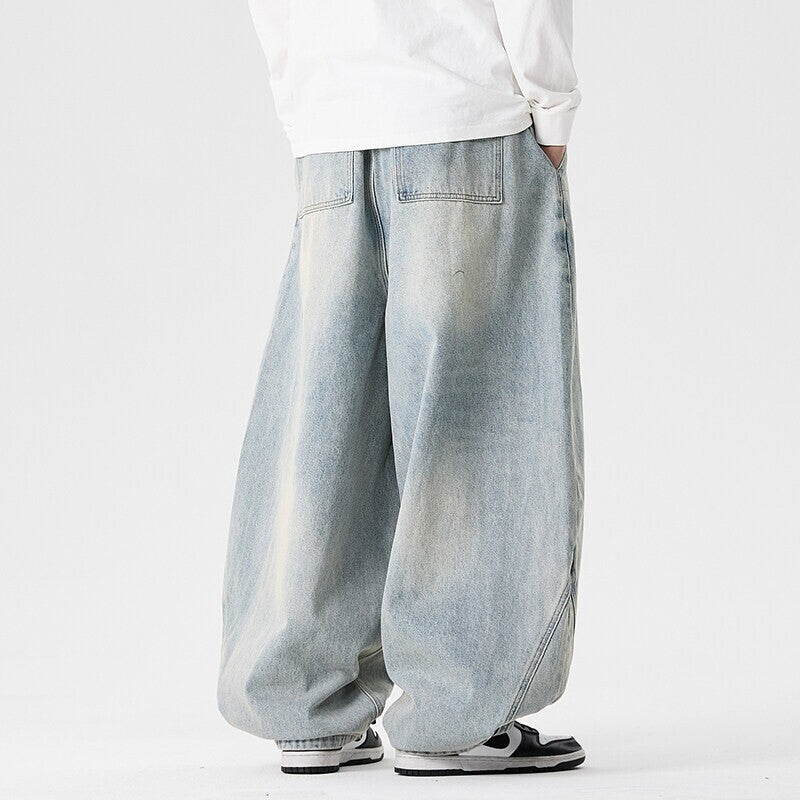 Herren nan extraweite Baggy-Jeans mit tiefem Schritt, relaxed Low-Crotch Schnitt und weitem Saum R&B
