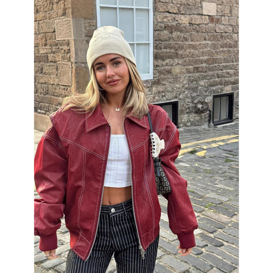 Damen Übergroße Fake Bomberjacke R&B