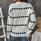 Damen Strickpullover mit Herzmuster und Rundhalsausschnitt R&B