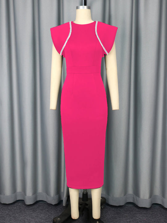 Damen figurbetontes Kleid mit dekorativen Rüschenträgern R&B