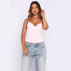Damen Figurnahes Tanktop mit tiefem V-Ausschnitt und breiten Trägern R&B