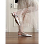 Damen elegante Slingback Ballerinas mit zierlichem Schmuckdetail R&B
