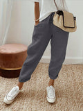 Damen Lässige Leinen-Hose mit elastischem Bund und praktischen Taschen R&B