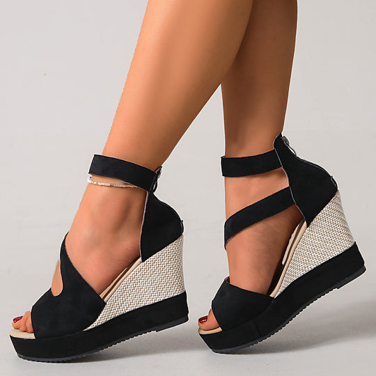 Damen Wedge-Sandalen mit flexiblem Riemendesign und bequemer Sohle R&B