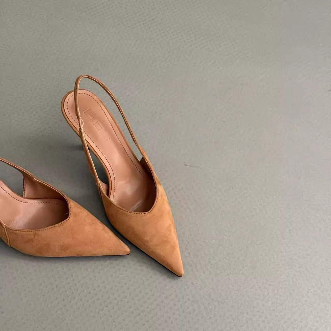 Damen Slingback-Pumps aus Wildleder mit eleganter Spitzform R&B