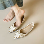 Damen Ballerinas mit glamourösem Schleifen- und Perlenakzent