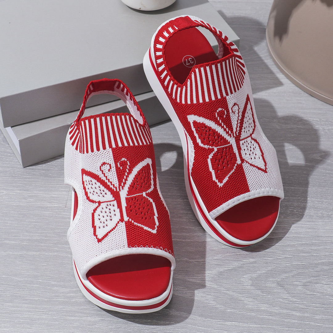 Damen Schnürsandalen mit dekorativem Schmetterlingsdesign und rutschfester Sohle R&B