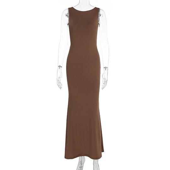Damen körperbetontes Maxikleid mit schönem U-Boot-Ausschnitt und bequemen Tragekomfort R&B