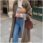 Damen Oversized Trenchcoat mit Karo-Muster R&B