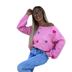 Damen Pullover mit verspielten Herzen und lässigem Schnitt R&B
