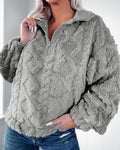 Damen Kuschelige Fleece-Pullover mit Reißverschluss und Wabenmuster R&B