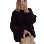 Damen kuscheliger Oversize-Pullover mit weiten Ärmeln und strukturiertem Strick R&B