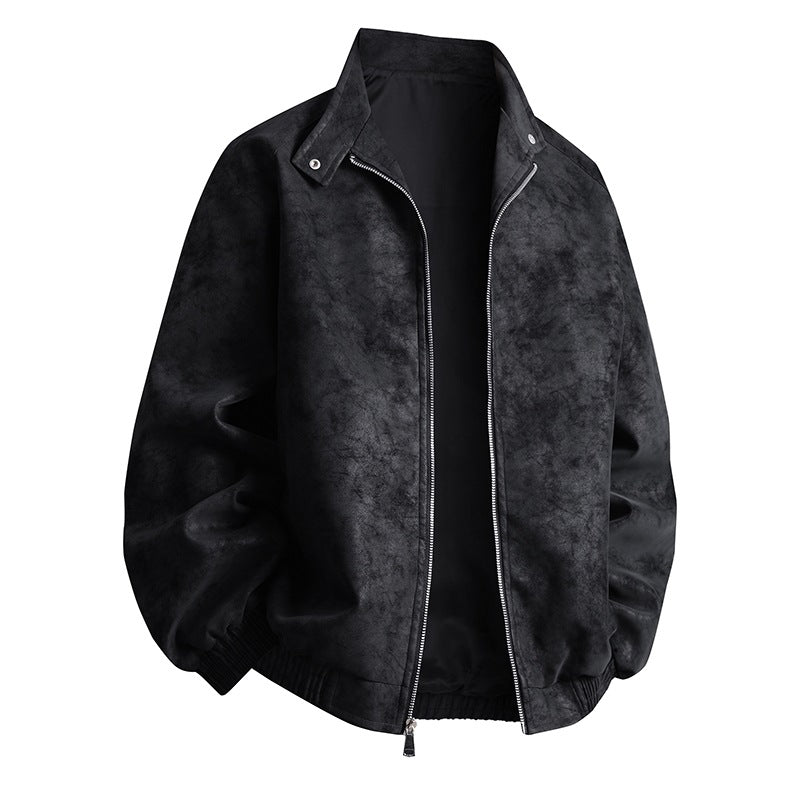 Herren stylische Kunstlederjacke im modernen Design und elastischen Bündchen R&B