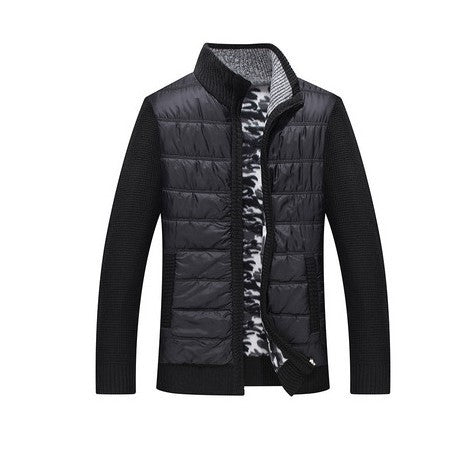 Herren modische Steppjacke mit Strickdetails und hohem Kragen