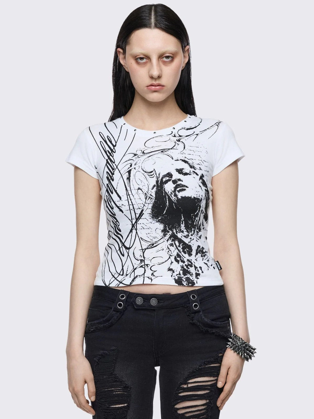 Damen Kreatives Grafik-Print T-Shirt R&B