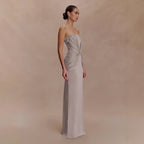 Damen Elegantes Minimalistisches Abendkleid mit Raffungen