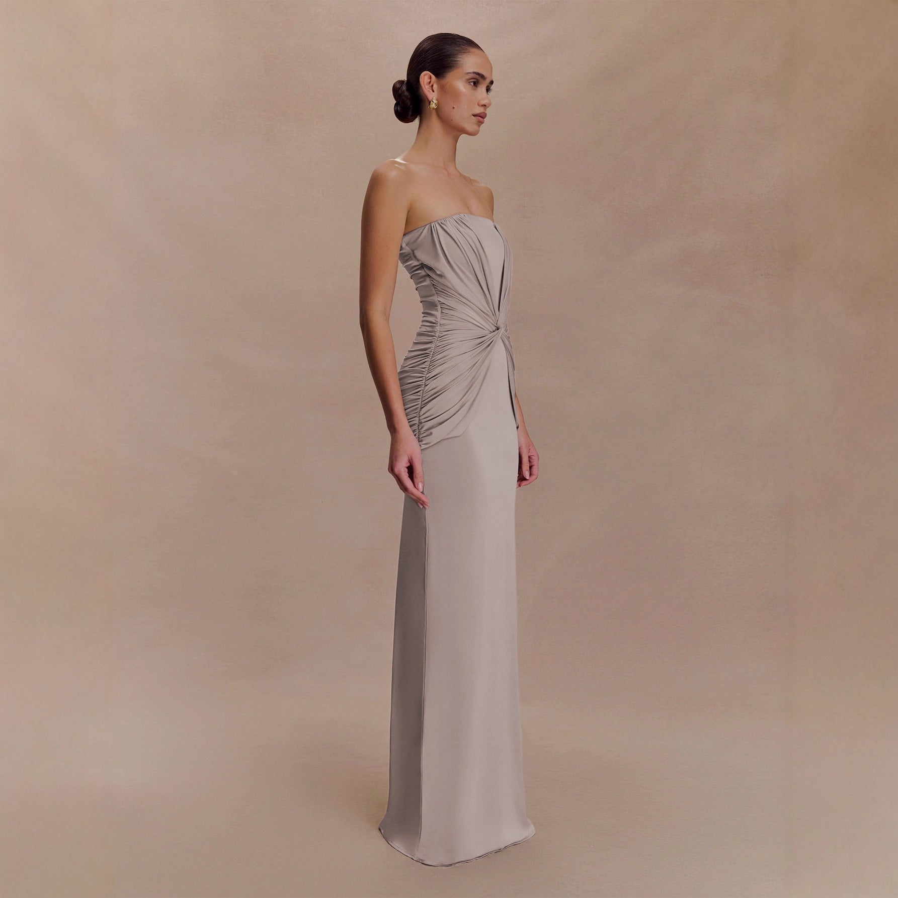 Damen Elegantes Minimalistisches Abendkleid mit Raffungen