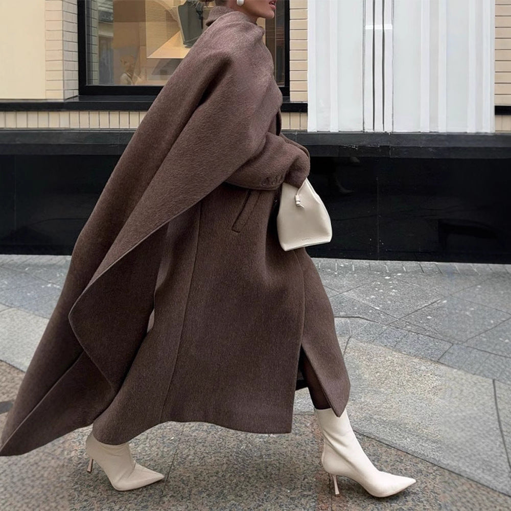 Damen eleganter Umhangmantel mit doppelt gefüttertem Design R&B