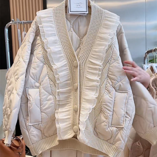 Damen Steppjacke mit Rüschendetails und Taschen R&B