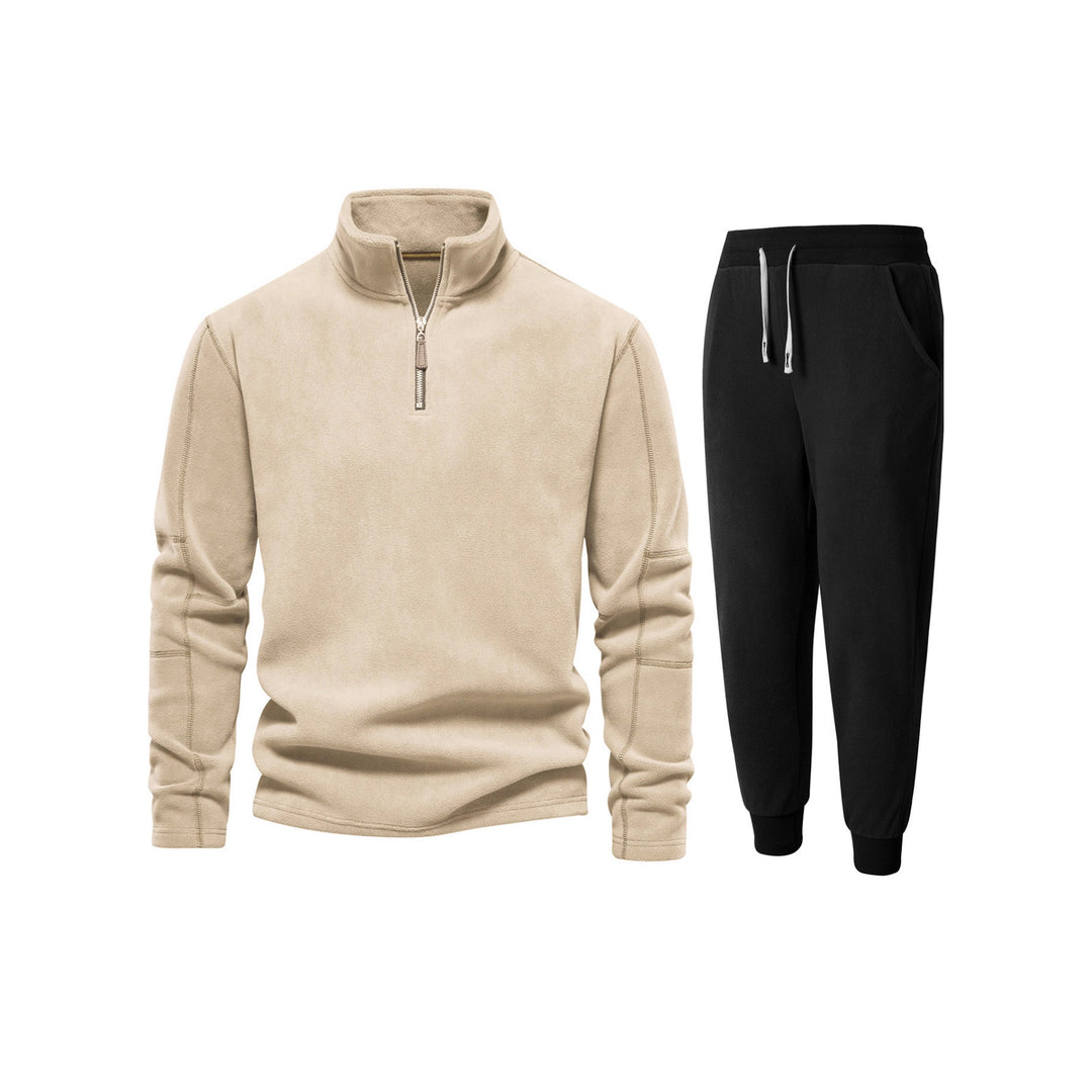 Herren Fleece-Oberteil mit kurzer Reißverschluss und bequemen Jogginghosen R&B