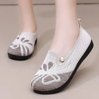 Damen Komfortable Slipper mit floraler Applikation