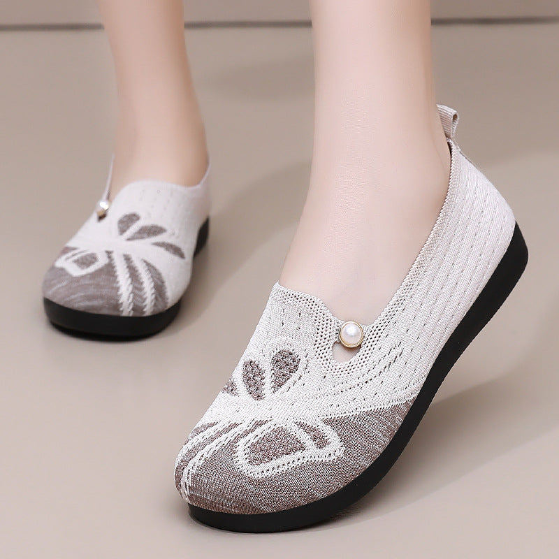 Damen Komfortable Slipper mit floraler Applikation