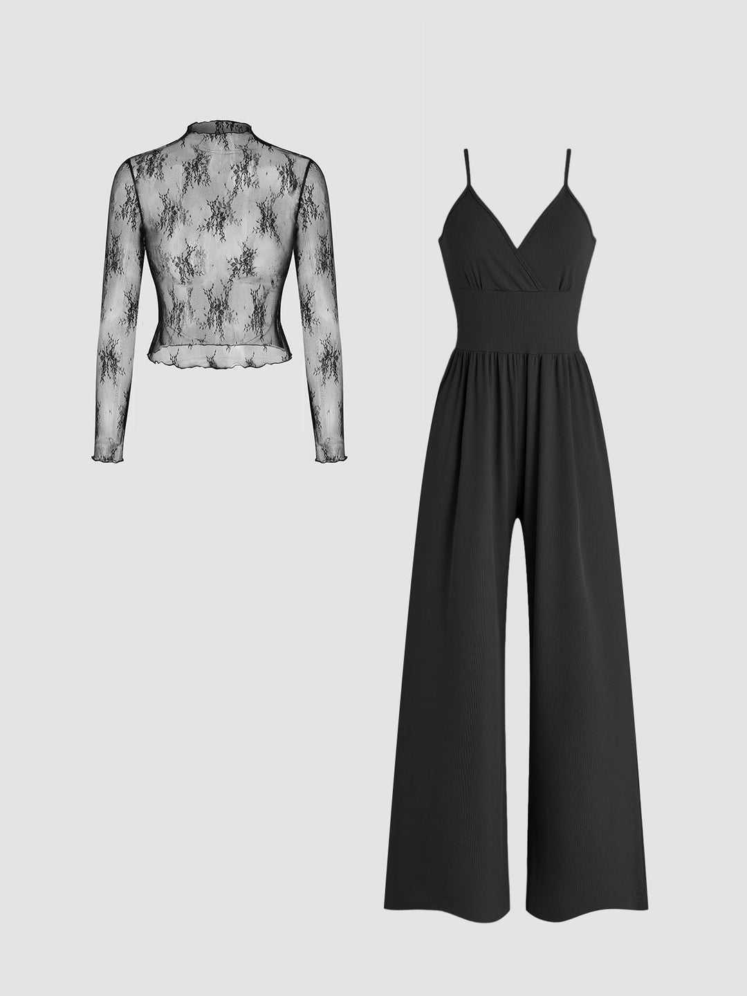 Damen elegantes und figurbetontes Jumpsuit-Set R&B