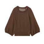 Damen lässiger Pullover mit Weitärmeln und elastischem Bund R&B