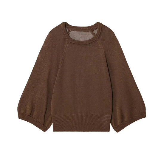 Damen lässiger Pullover mit Weitärmeln und elastischem Bund R&B