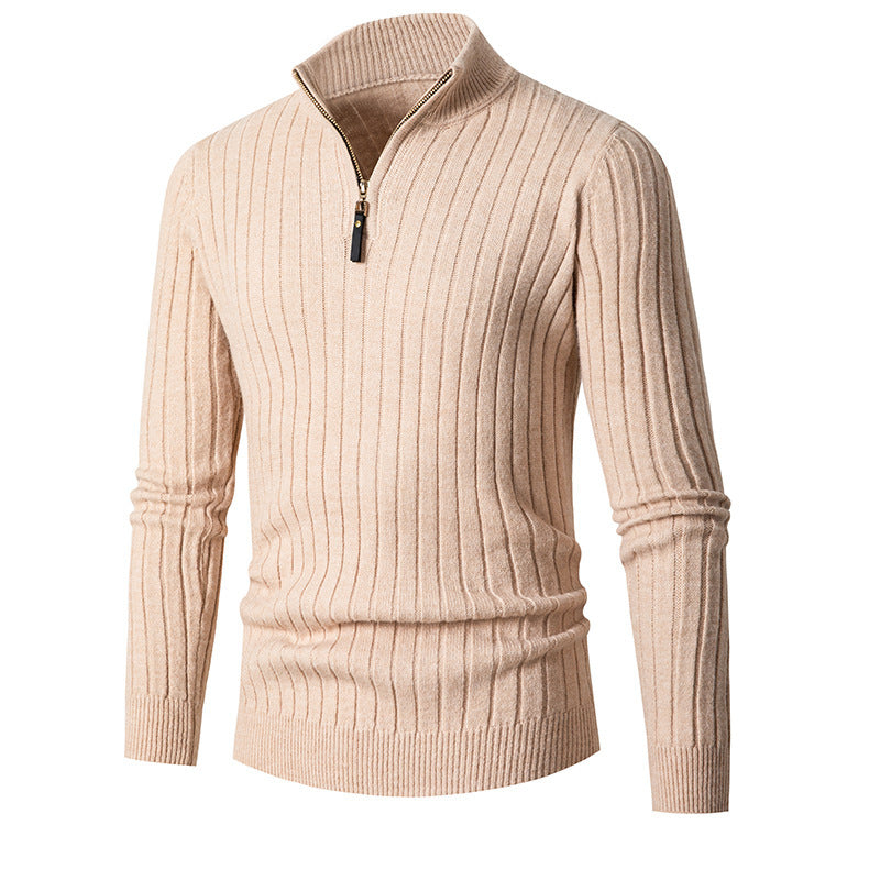 Herren Strickpullover mit hohem Kragen und Reißverschluss R&B