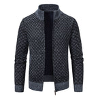 Herren Strickjacke mit modernem Zipper und hochwertigem Muster