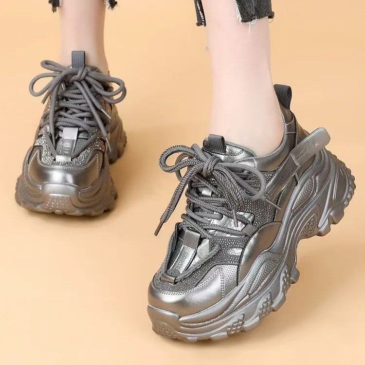 Damen Sportliche Chunky Sneakers mit Glitzer-Elementen und verstärktem Profil R&B