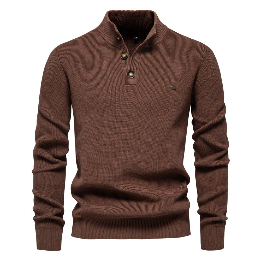 Herren Pullover mit Knopfleiste und strukturiertem Muster R&B