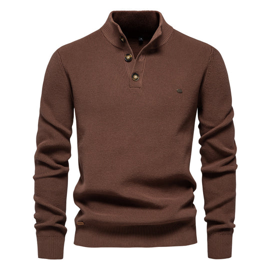 Herren Pullover mit Knopfleiste und strukturiertem Muster R&B