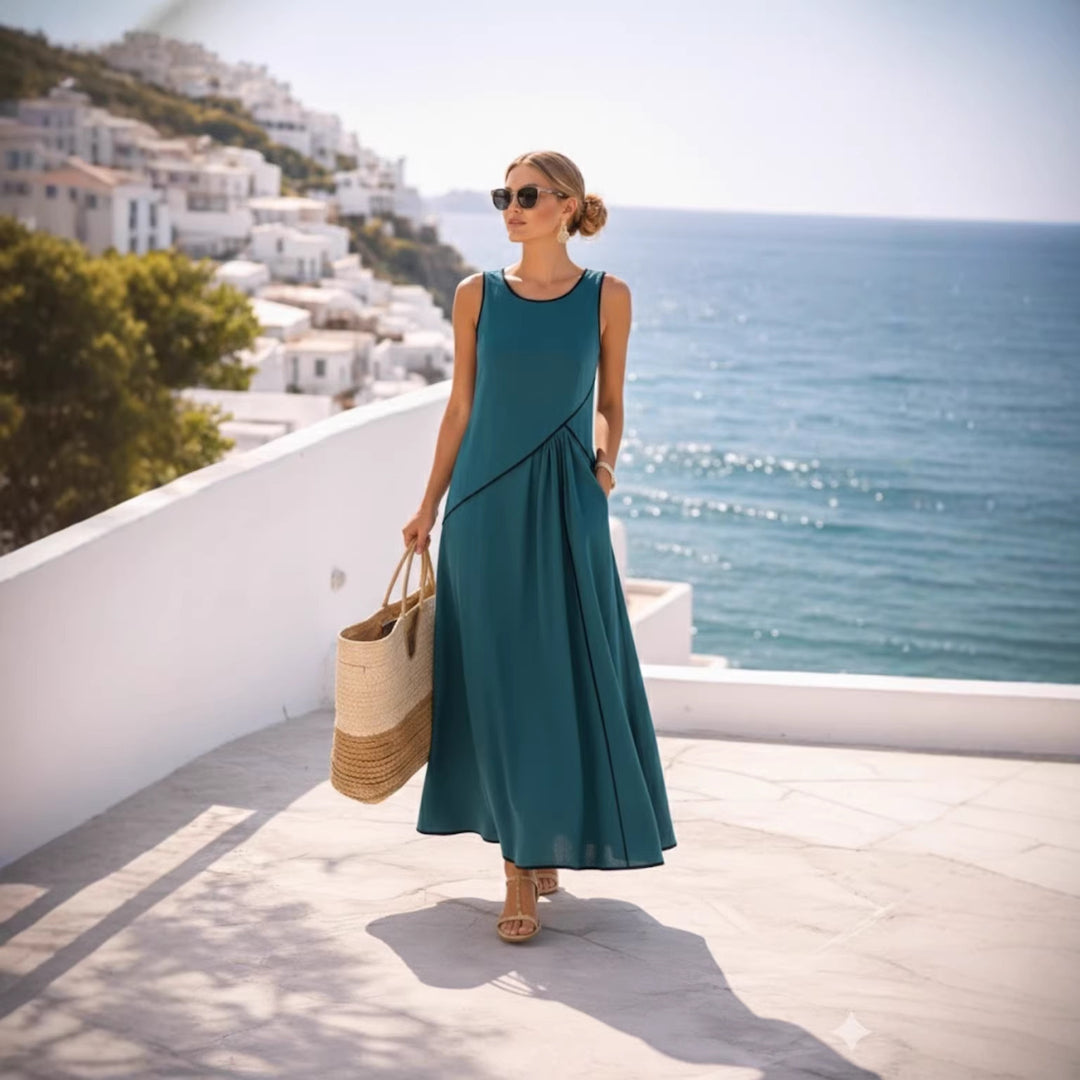 Damen Maxikleid mit fließendem Schnitt und asymmetrischem Design R&B