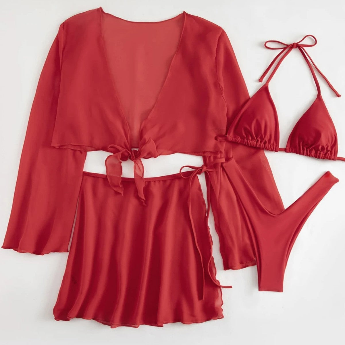 Damen Baumwoll Strandset mit lässigem Wickeldesign R&B