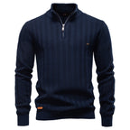 Herren Pullover mit strukturiertem Design und halbem Reißverschluss