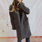R&B | Lange Strickjacke mit Taschen Chunky Strick Weiche und Lässige Silhouette