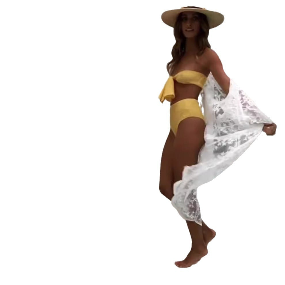 Damen Bandeau-Bikini mit strukturierter Textur und breitem Schleifen-Design R&B