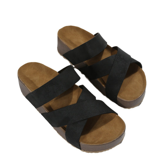 Damen modische Wedge-Sandalen mit geflochtenem Design und komfortabler Innensohle R&B