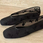 Damen Ballerinas mit floralem Design aus feinem Netzmaterial