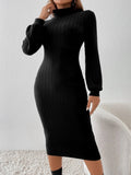 Damen Elegantes Strickkleid mit Rippstruktur R&B
